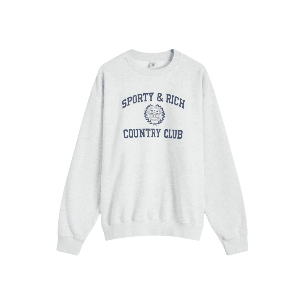 Untitled design - 2024-11-07T141829.090 Sporty & Rich Varsity Crest Crewneck Gray Navy - Image 1